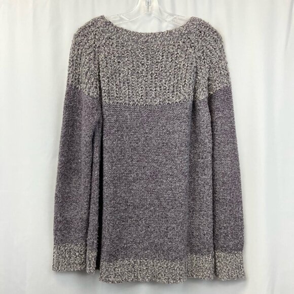 Fate Womens Pullover Sweater Purple/Gray Color Block Long Sleeve Knit Large - Picture 5 of 11